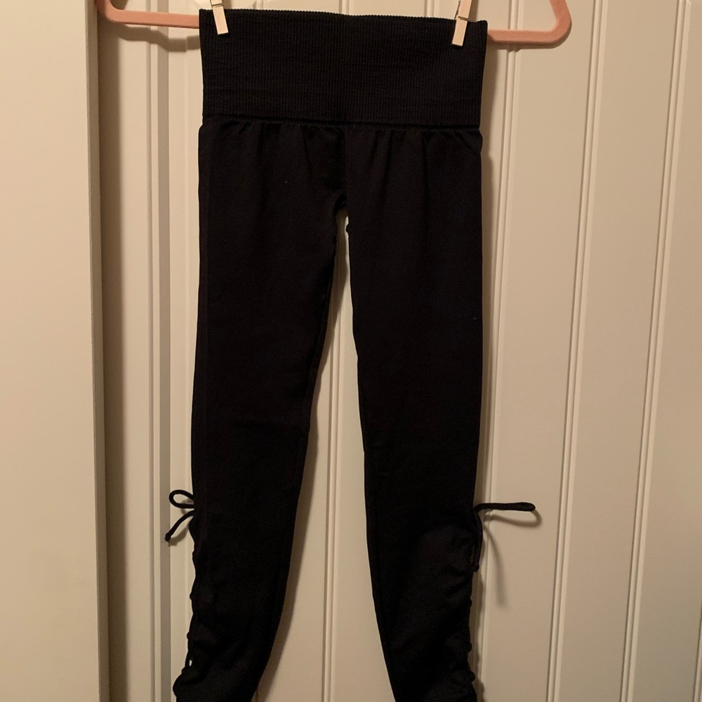 Free People black lace-up leggings